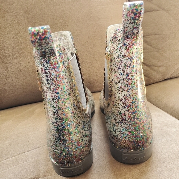 Jack Rogers - Women’s Sallie Rain Boot In Glitter And Gold Size 9 - Picture 4 of 10